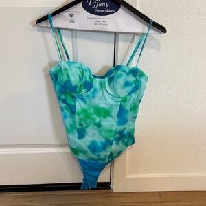 Zara Blue and Green Tie-Dye Bodysuit